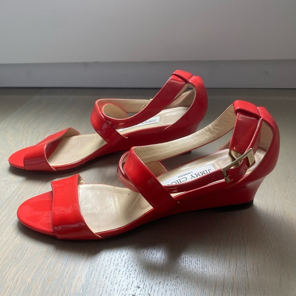 Jimmy Choo Patent Wedge Sandals - Picture 5 of 7